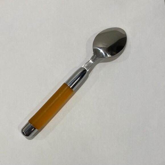 Spoons 4 stainless Steel plastic handle Translucent Gold Handle 6” Vintage RED1 - Picture 3 of 4